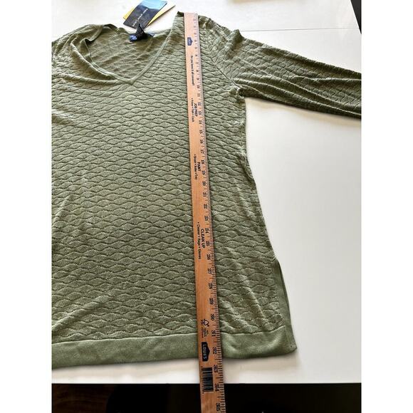 Susan Graver size large NEW tunic sweater sage green gold thread loose knit - Picture 7 of 10